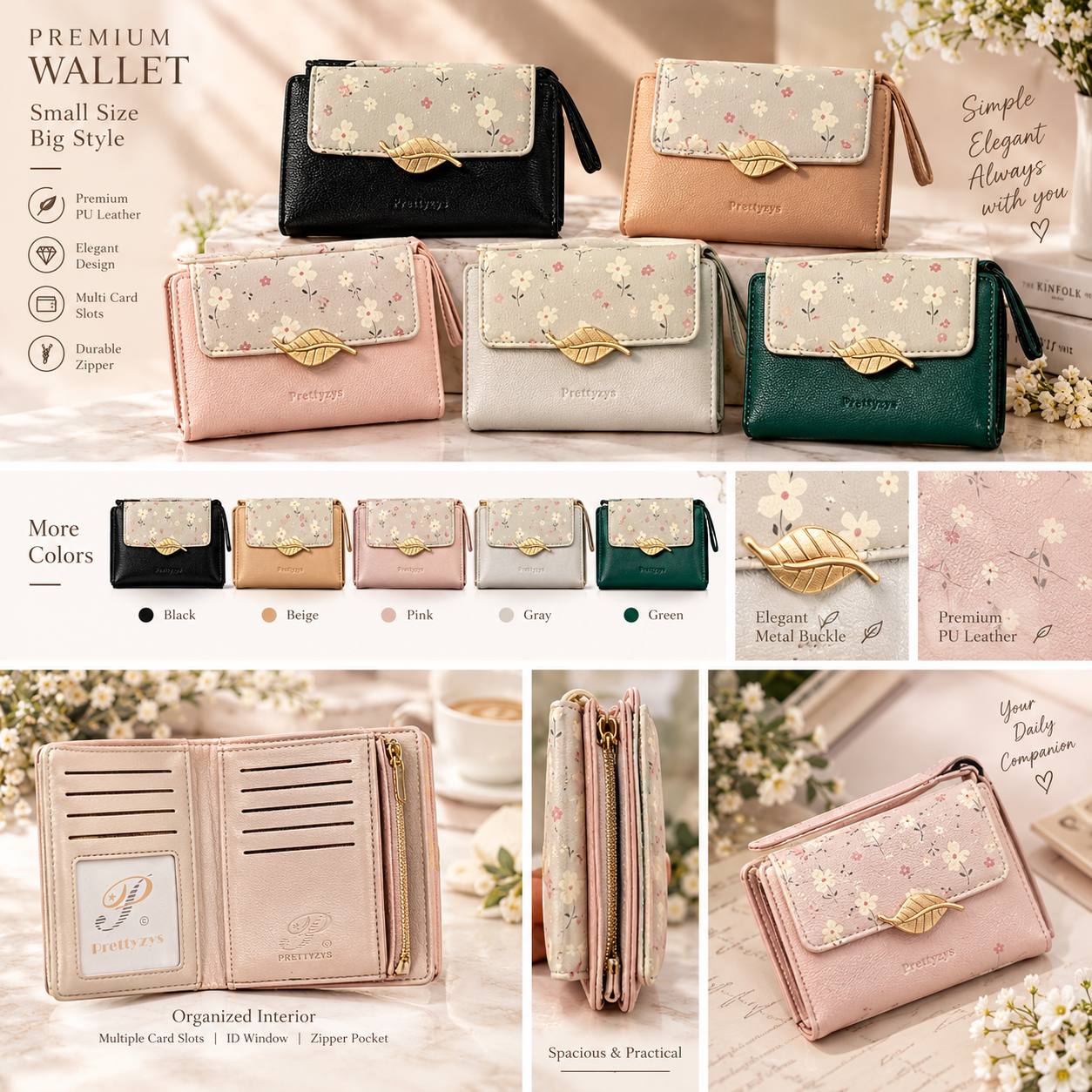 کیف پول زنانه سایز متوسط برند پرتیز وارداتی Prettyzts